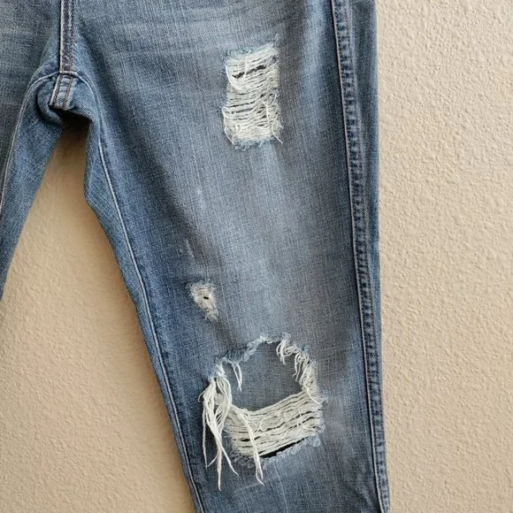 J. Crew Vintage Straight Raw Frayed Jeans High Rise Destroy Size 28R - Picture 5 of 15